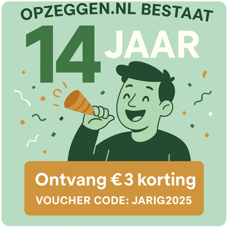 Afbeelding Opzeggen.nl bestaat 14 jaar en viert deze mijlpaal met korting voor de gebruiker