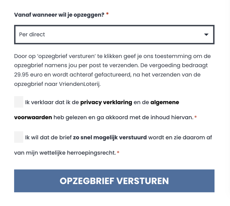 Onduidelijke voorwaarden opzeggenbij.nl