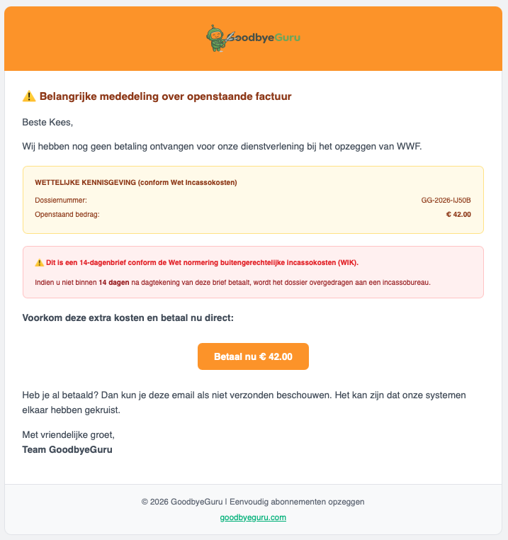 Oplichters GoodbyeGure sturen deze dreigmail